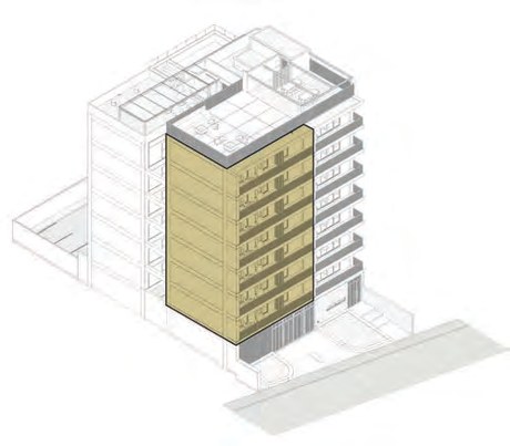 Localizador: la torre en gris con la columna del Tipo B resaltada en arena